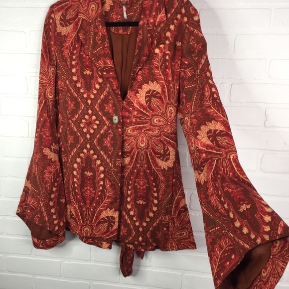 Free People Abigail Blazer Jacket Paisley Boho XS - Picture 7 of 11